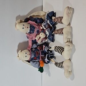 House of Lloyd Mr. Patch Bunny & Mrs. Patch Bunny w/ Baby VTG Home Decor